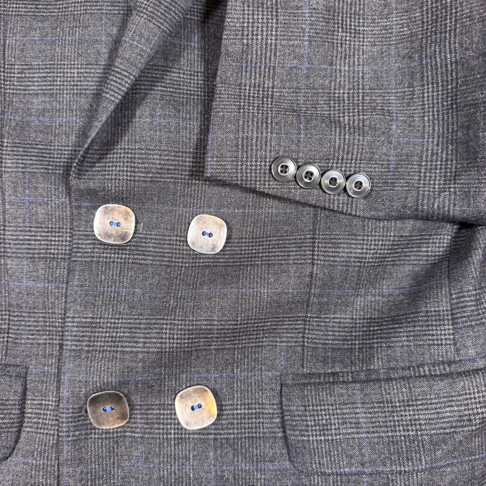 Jos. A. Bank 1905 Suit Jacket Mens 44L Grey Plaid Slim Fit Wool Blend Blazer